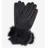 Barbour Faux Fur Trimmed Leather Gloves Black Size S