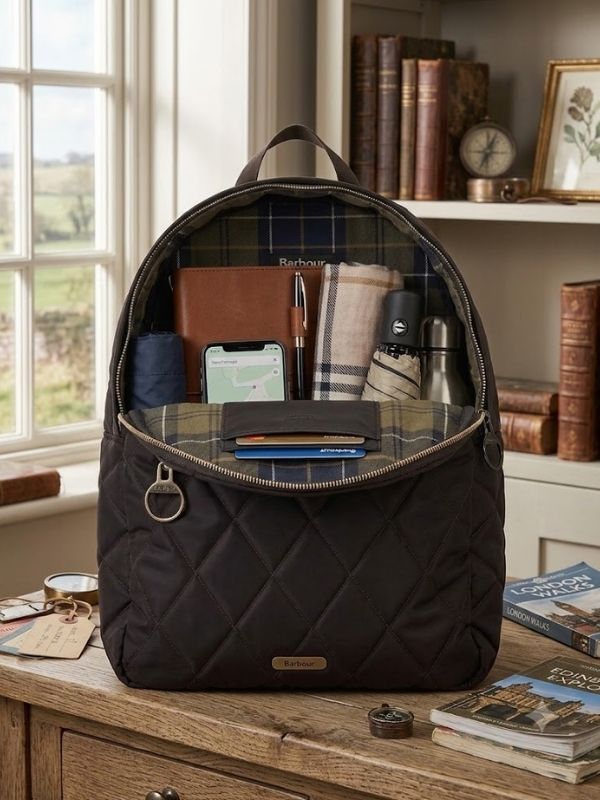 Barbour Quilted Backpack Olive Bag One Size Backpack product image with Barbour, Quilted