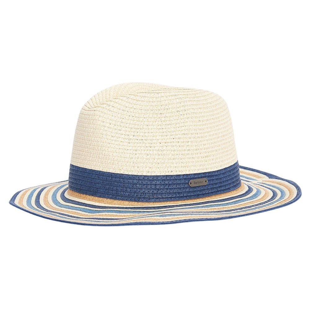 Barbour Amelda Fedora Hat Natural/Navy Hat product image with Barbour