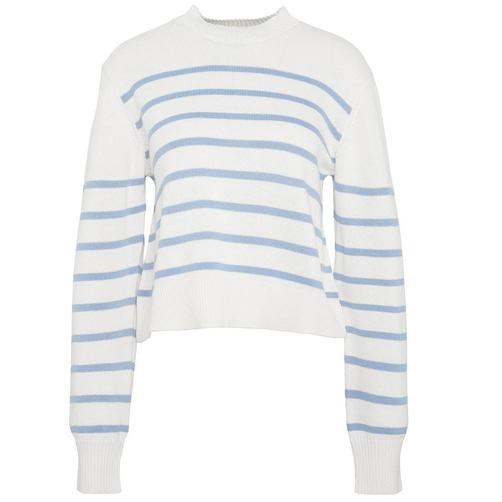 Barbour Emery Striped Crew Neck Jumper Cloud/Blue Sky Size 8