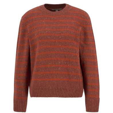 Barbour Claydon Striped Crew Neck Jumper Burnt Orange Stripe