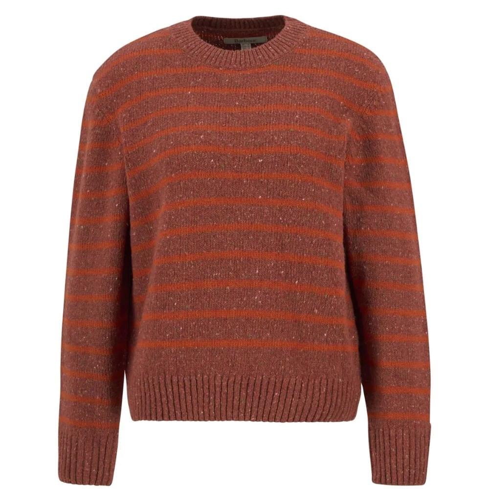Barbour Claydon Striped Crew Neck Jumper Burnt Orange Stripe Size US 10 Jumper product image with Barbour