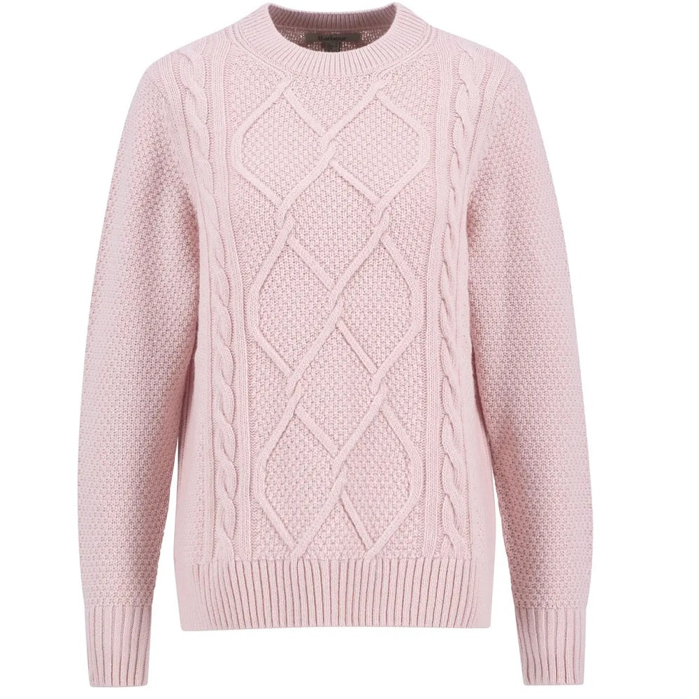Barbour Burne Argyle Crew Neck Jumper Pink Blush