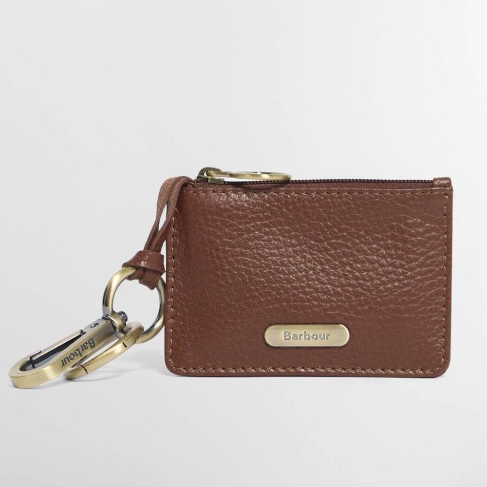 Barbour Leather Coin Purse Bag Charm Brown One Size
