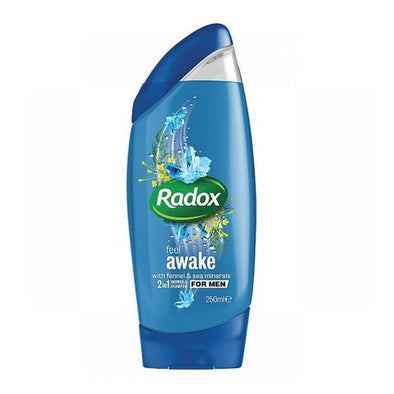Radox Feel Awake with Fennel & Sea Mineral Shower Gel/ Shampoo for Men 250ml (Pack of 6)