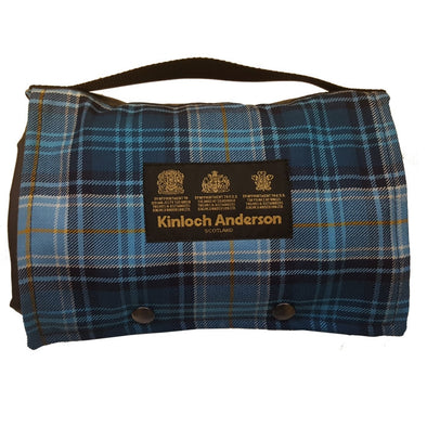 The Kinloch Anderson Picnic Rug in Blue Loch Tartan with Wax Waterproof Backing