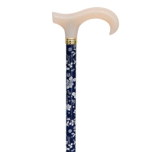 Classic Canes Fabric Wrapped Derby Navy & White Floral