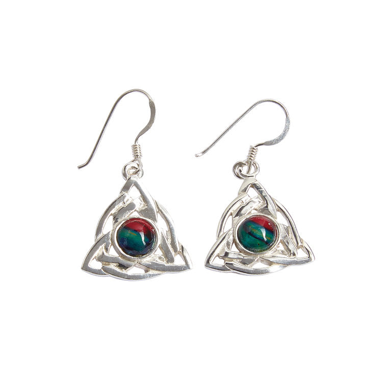 Heathergems Celtic Triangular Sterling Silver Drop Earrings