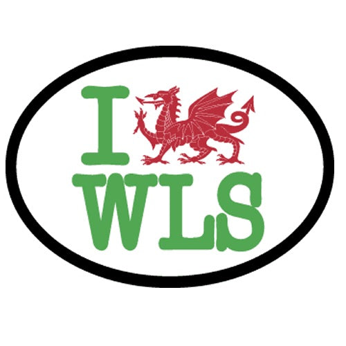 Flag it Decal Oval Reflective I Love Welsh