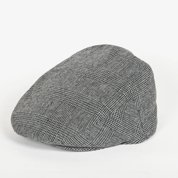 Barbour Wilkin Flat Cap Charcoal Check Size L