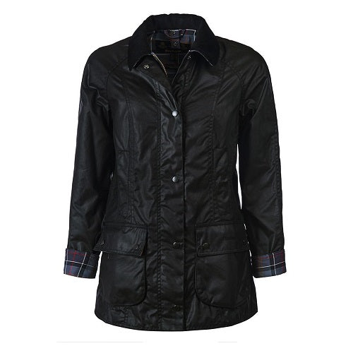 Barbour Beadnell Wax Jacket Black Size 12