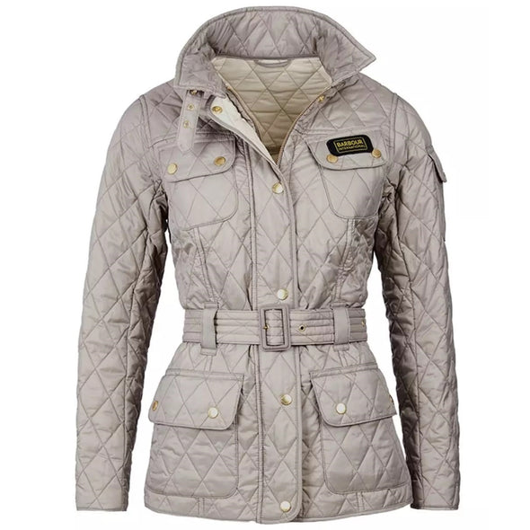 Barbour International Women's Quilted Jacket Taupe/Pearl Size US6