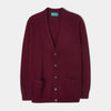 Alan Paine Cornwall Saddle Shoulder Lambswool Cardigan in Bordeaux - Classic Fit Size (L)