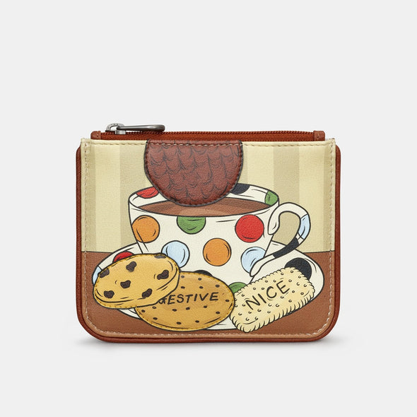 Yoshi Tea and Biscuits Zip Top Leather Purse