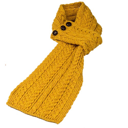 Aran Buttoned Loop Scarf Sunflower Yellow