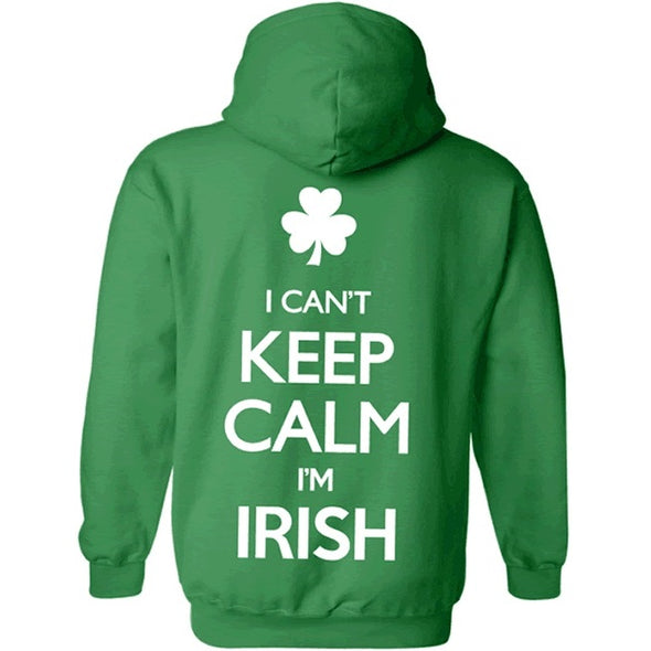 I Can't Keep Calm I'M Irish Green w/White Hoodie Sweatshirt Size XL