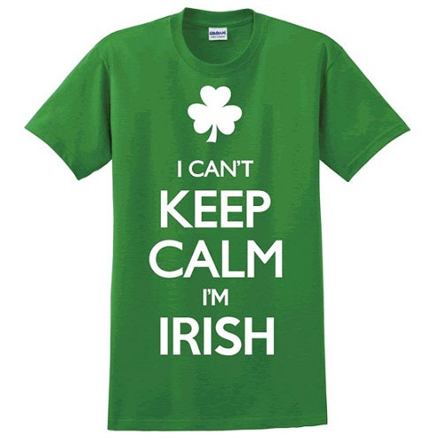Gildan I Can't Keep Calm I'M Irish Green w/White T Shirt Medium