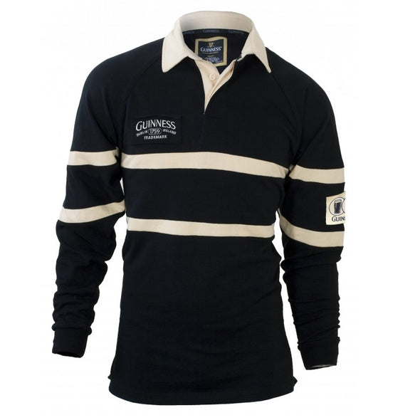 Guinness Black and Cream Traditional Rugby Jersey Size XL
