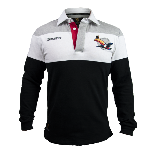 Guinness Black and White/Grey Toucan Rugby Jersey Medium