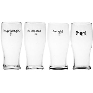 Pub Paraphernalia Slogan Tulip Pint Beer Glasses 4pk