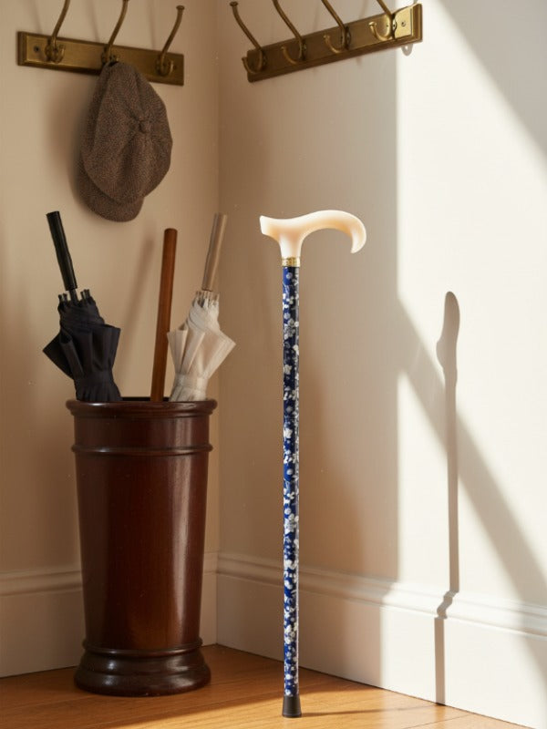 Classic Canes Fabric Wrapped Derby Navy & White Floral Wrap product image with Classic