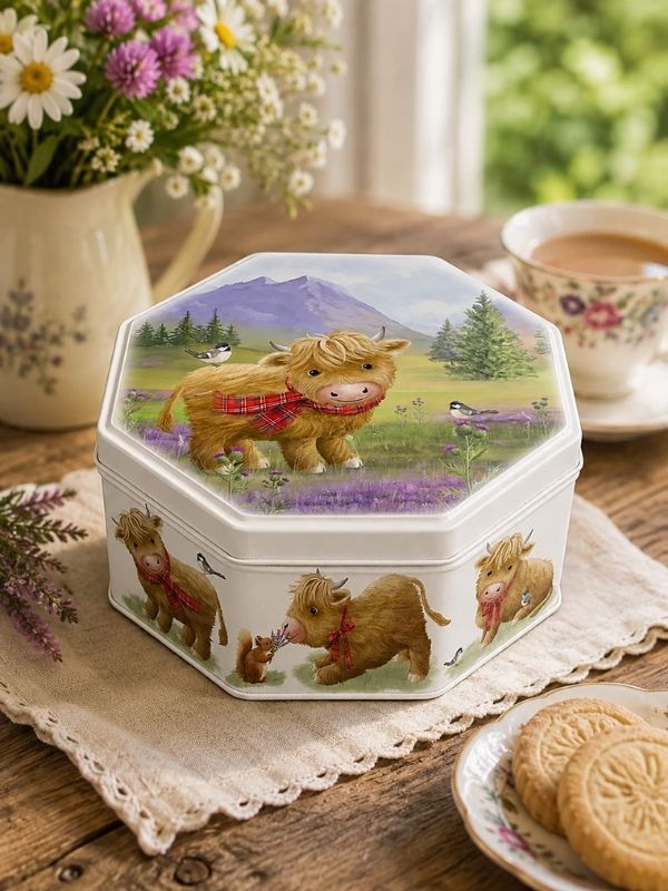 Campbells Shortbread Cute Highland Cow Tin (Petticoat Tails) 115g Best of British NBPT  Shortbread Tins.