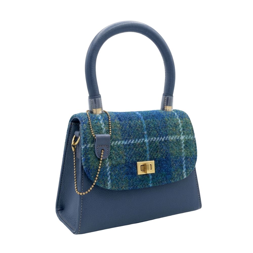 Das Impex Harris Tweed Snowdrop Ladies Satchel Handbag Blue