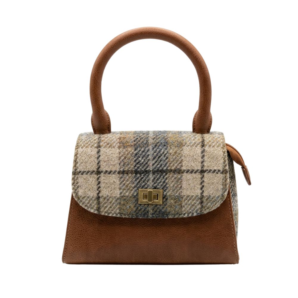 Das Impex Harris Tweed Snowdrop Ladies Satchel Handbag Tan