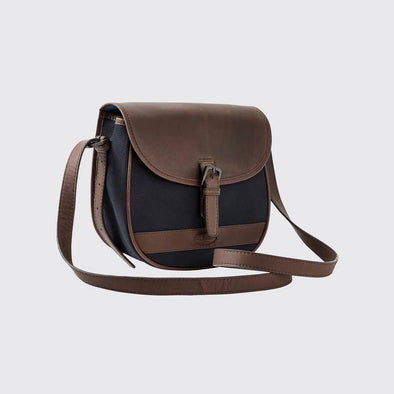 Dubarry Clara Ladies Leather Saddle Bag - Navy/Brown One Size
