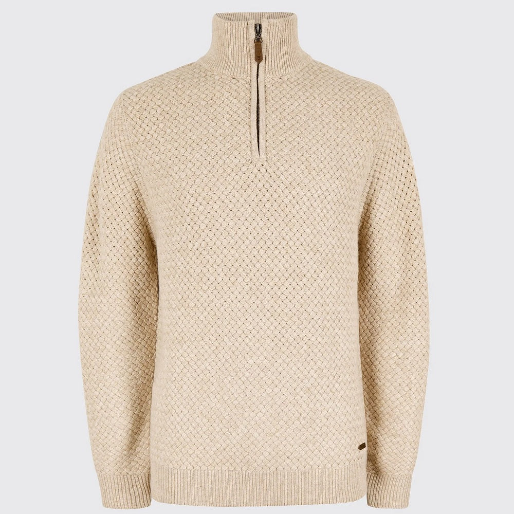 Dubarry Power Men's Zip Neck Sweater - Oat Size XL