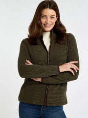 Premium Dubarry olive fleece jacket with soft texture and heritage style.