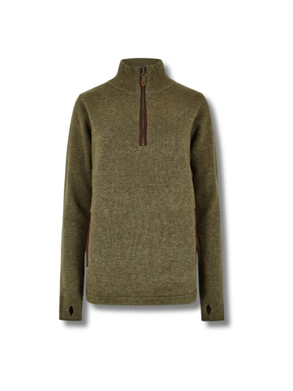 Dubarry Morrisey Zip Neck Sweater - Dusky Green US4 Sweater product image