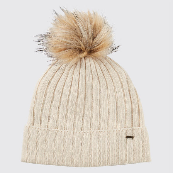 Dubarry Curlew Knitted Hat with bobble - Chalk