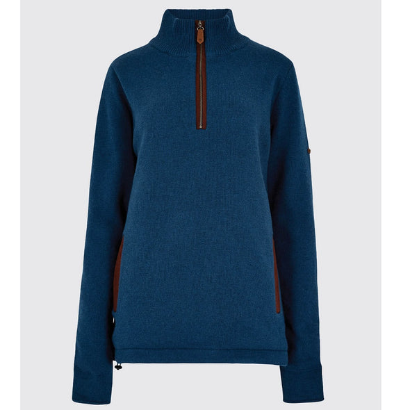 Dubarry Morrisey Zip Neck Sweater - Peacock Blue Size US8