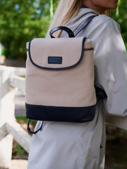 Dubarry Rosegreen Womens Canvas Backpack With Leather Trimming - Caramel