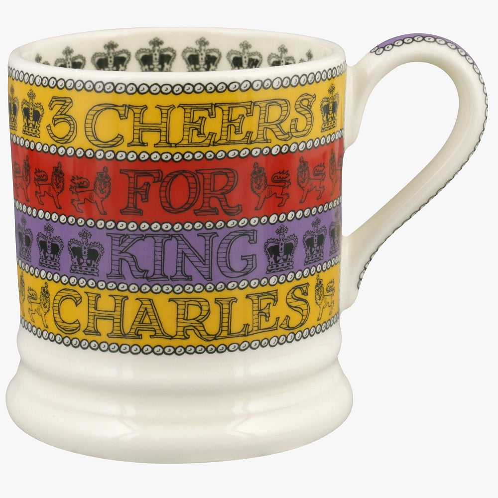 Emma Bridgewater 3 Cheers For King Charles III 1/2 Pint Mug