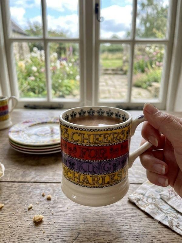 Emma Bridgewater 3 Cheers For King Charles III 1/2 Pint Mug product image with King Charles