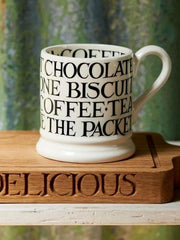 Emma Bridgewater Black Toast All Over Writing 1/2 Pint Mug Tin product image