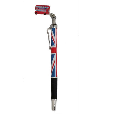 Elgate Union Jack Wavy Clip Pen with Bus Metal Charm