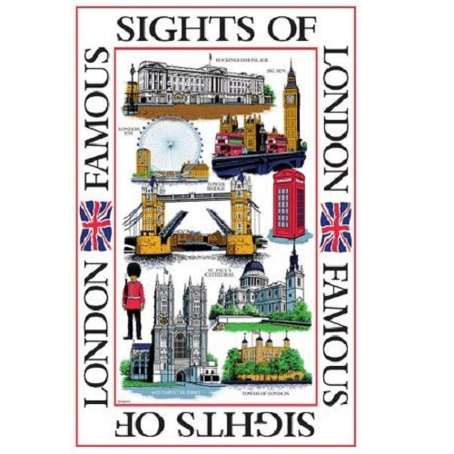 Elgate Sights of London Printed Tea Towel product image with London