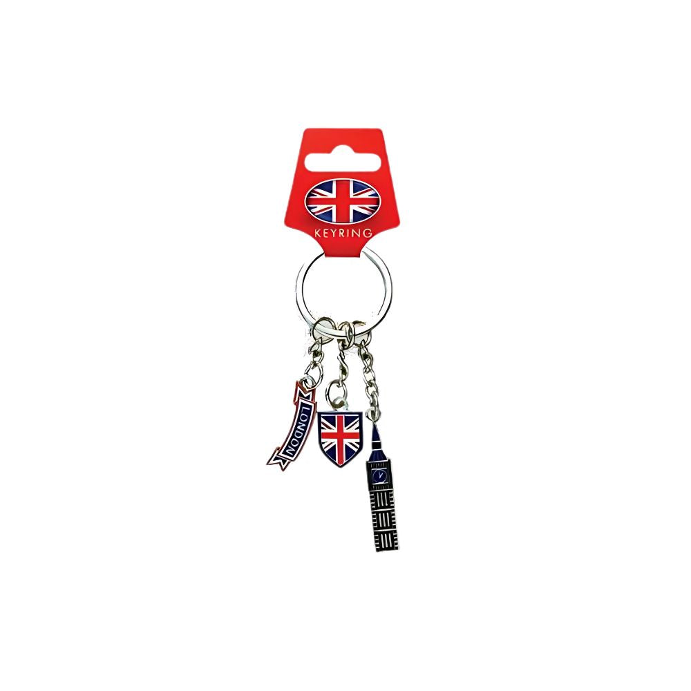 Elgate Big Ben/Uj Shield/London Scroll Metal Keyring product image with London