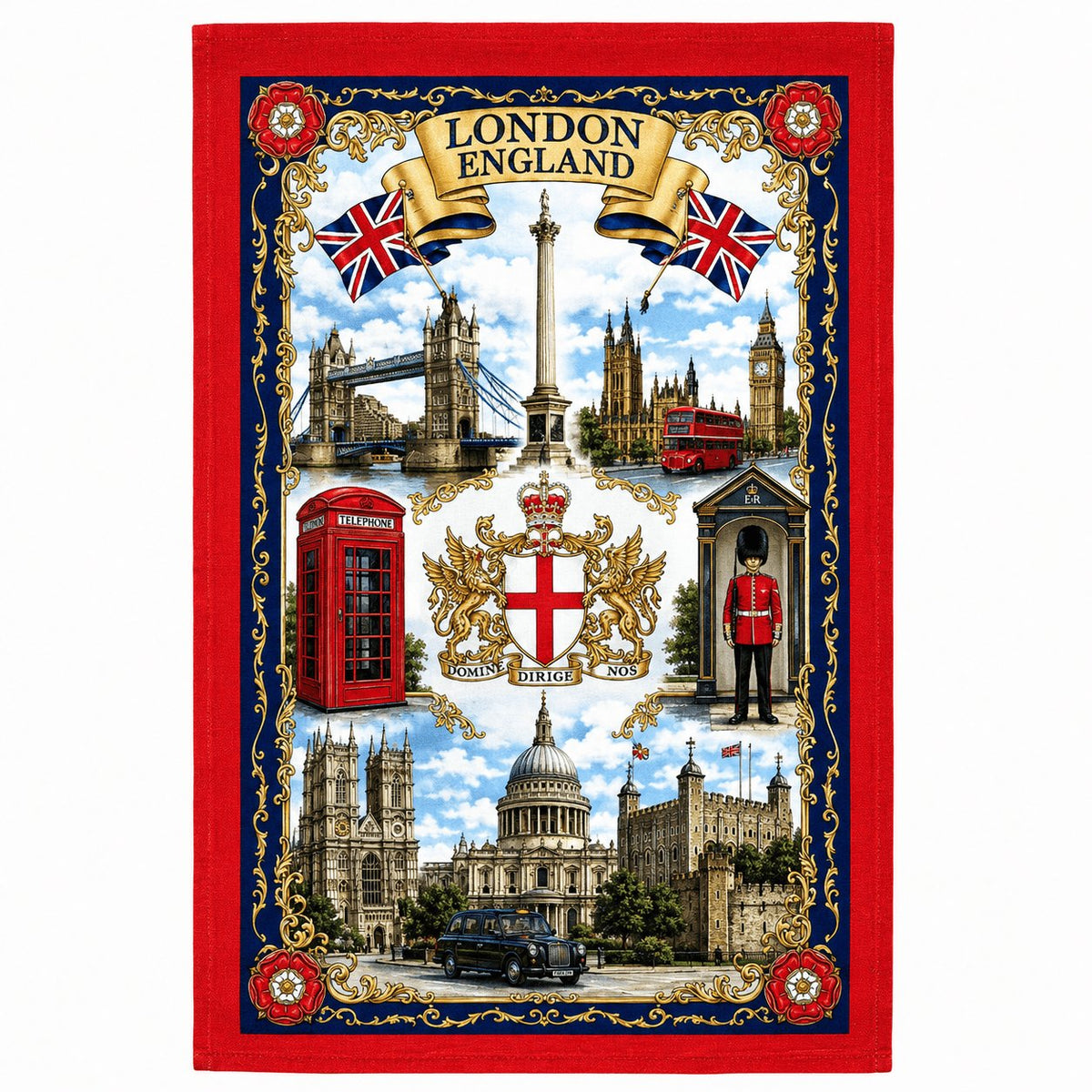 London England Red Tea Towel