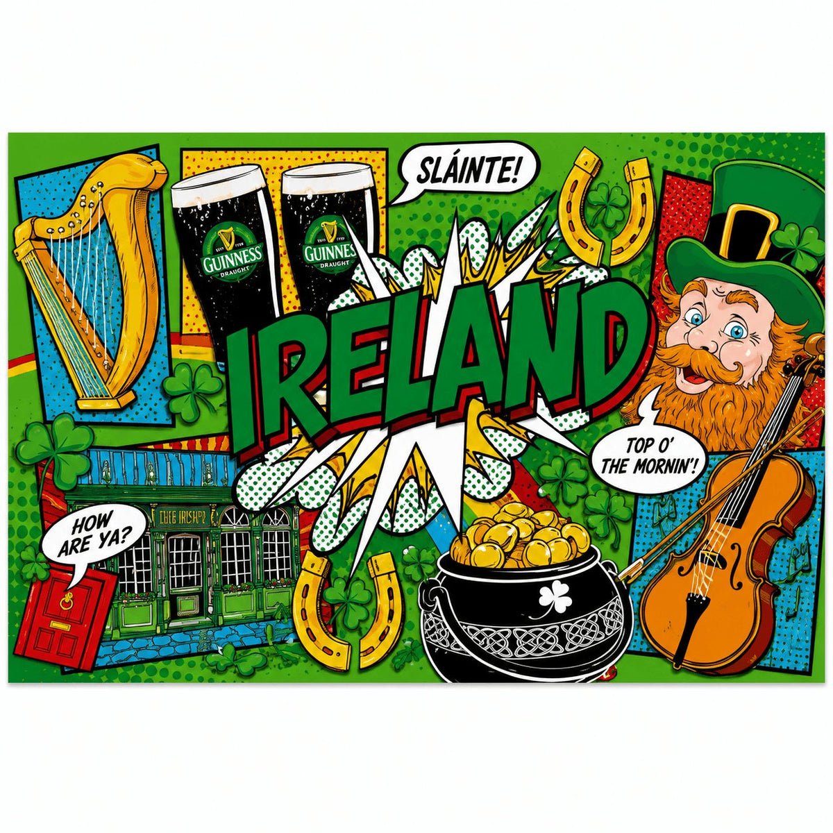 Ireland Pop Art Tea Towel