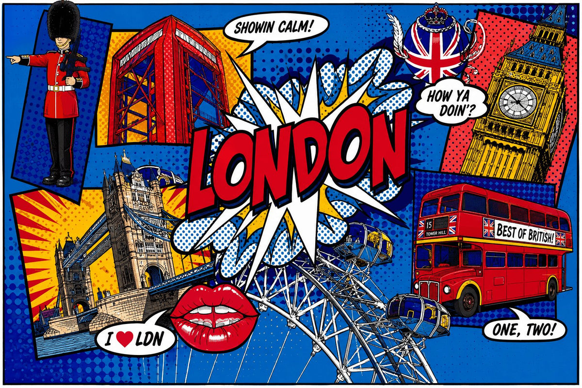 London Pop Art Tea Towel