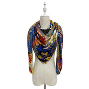 Floral Zebra Print Square Scarf Orange/Blue Scarf product image