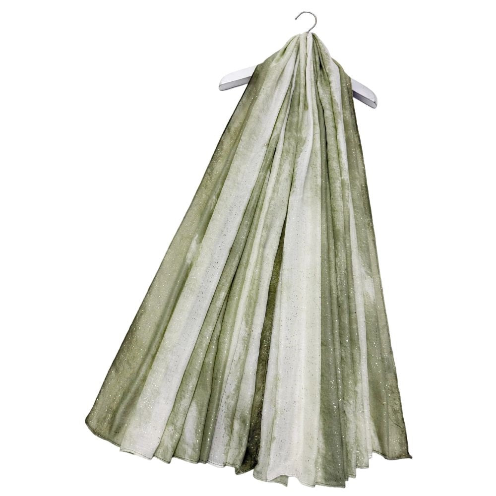 Ink and Gold Foil Speckled Scarf Army Green
