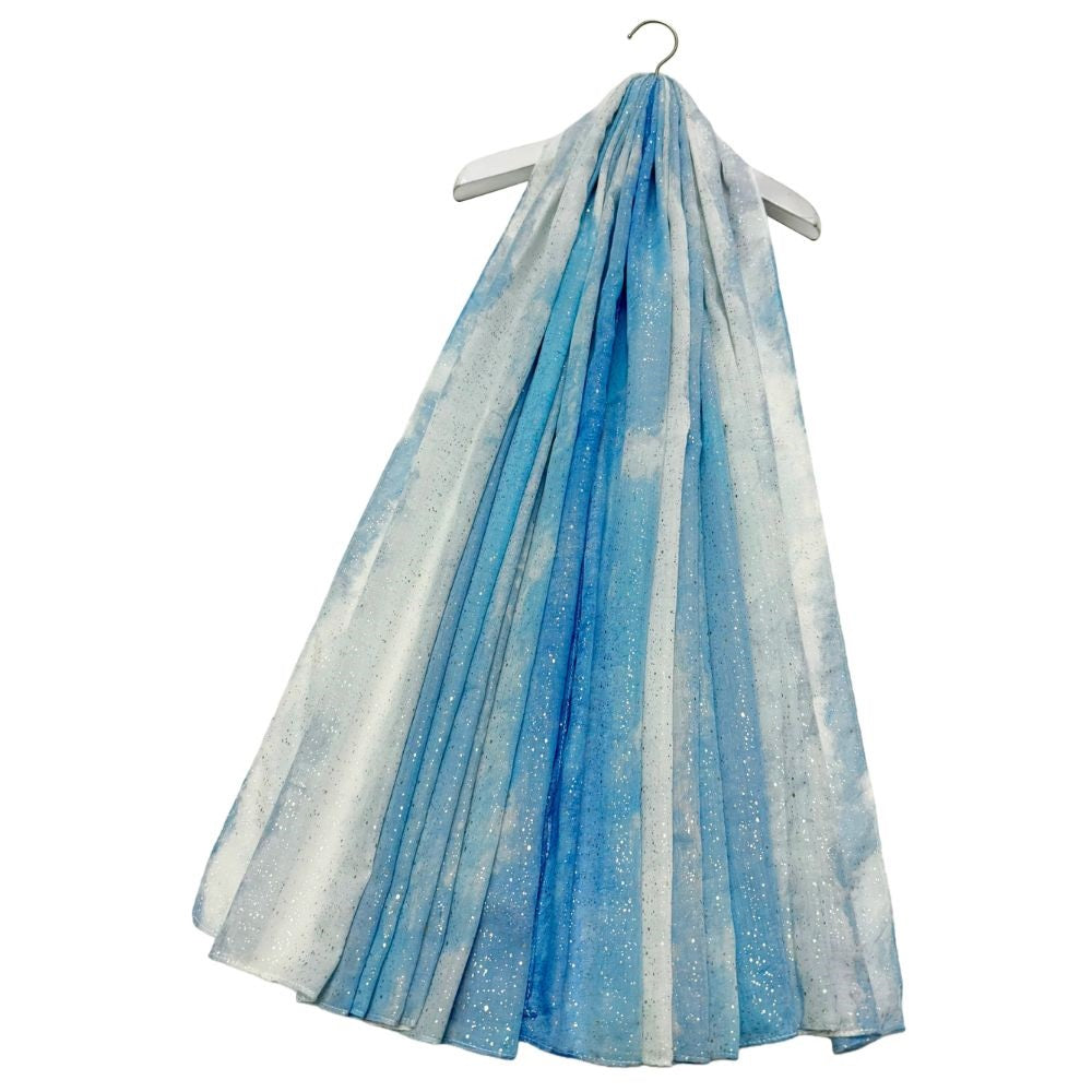 Ink and Gold Foil Speckled Scarf Blue