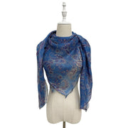 Paisley Linen Square Frayed Scarf Blue Scarf product image