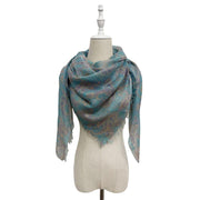 Paisley Linen Square Frayed Scarf Mint Green Scarf product image