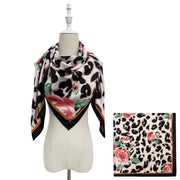 Rose & Leopard Print Silk Square Scarf Black Scarf product image